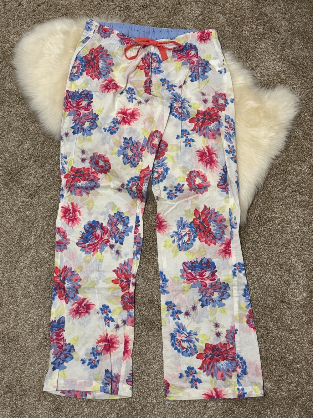 Old Navy Women’s 100% Cotton White Floral Drawstring Pajama Pants Size S